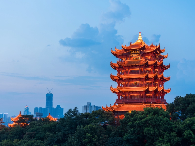 Yellow Crane Tower atop Snake Hill with Yangtze River view, Wuhan