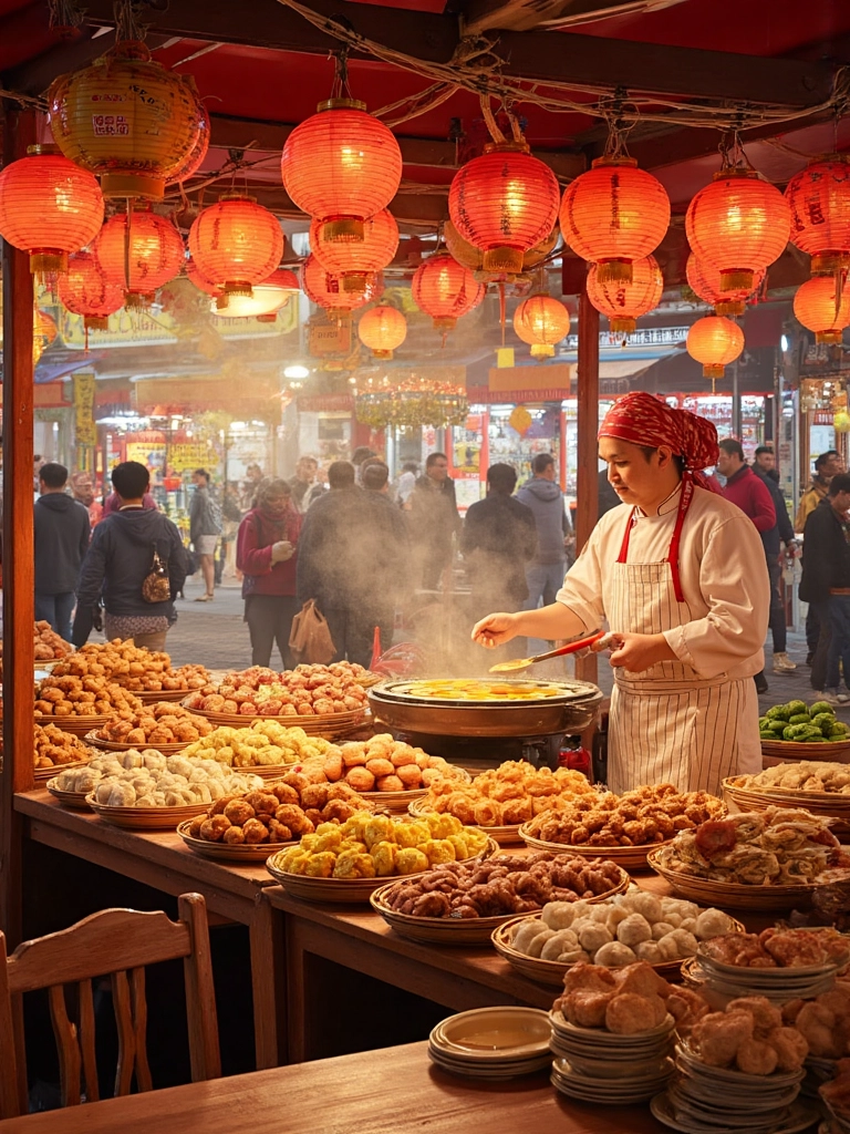 Colorful display of Chinese Jiangnan pastries and Hangzhou xiaolongbao on a bamboo steamer, reflecting delicate regional cuisine.